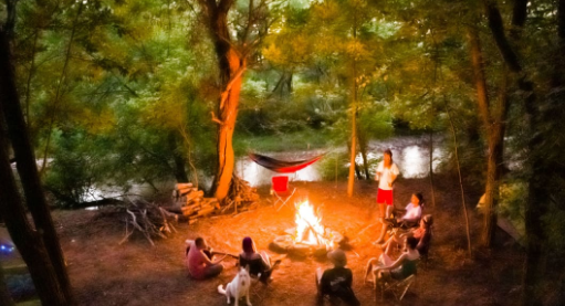 Camping by the Creek in Woods